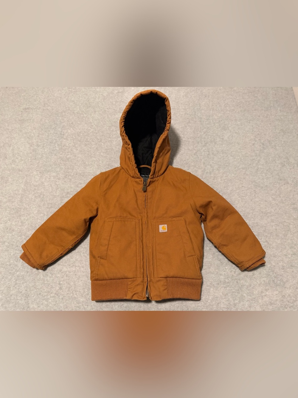 Carhartt Jacket Boys 2T Toddler Brown Insulated Duck Canvas Hooded Cowboy
